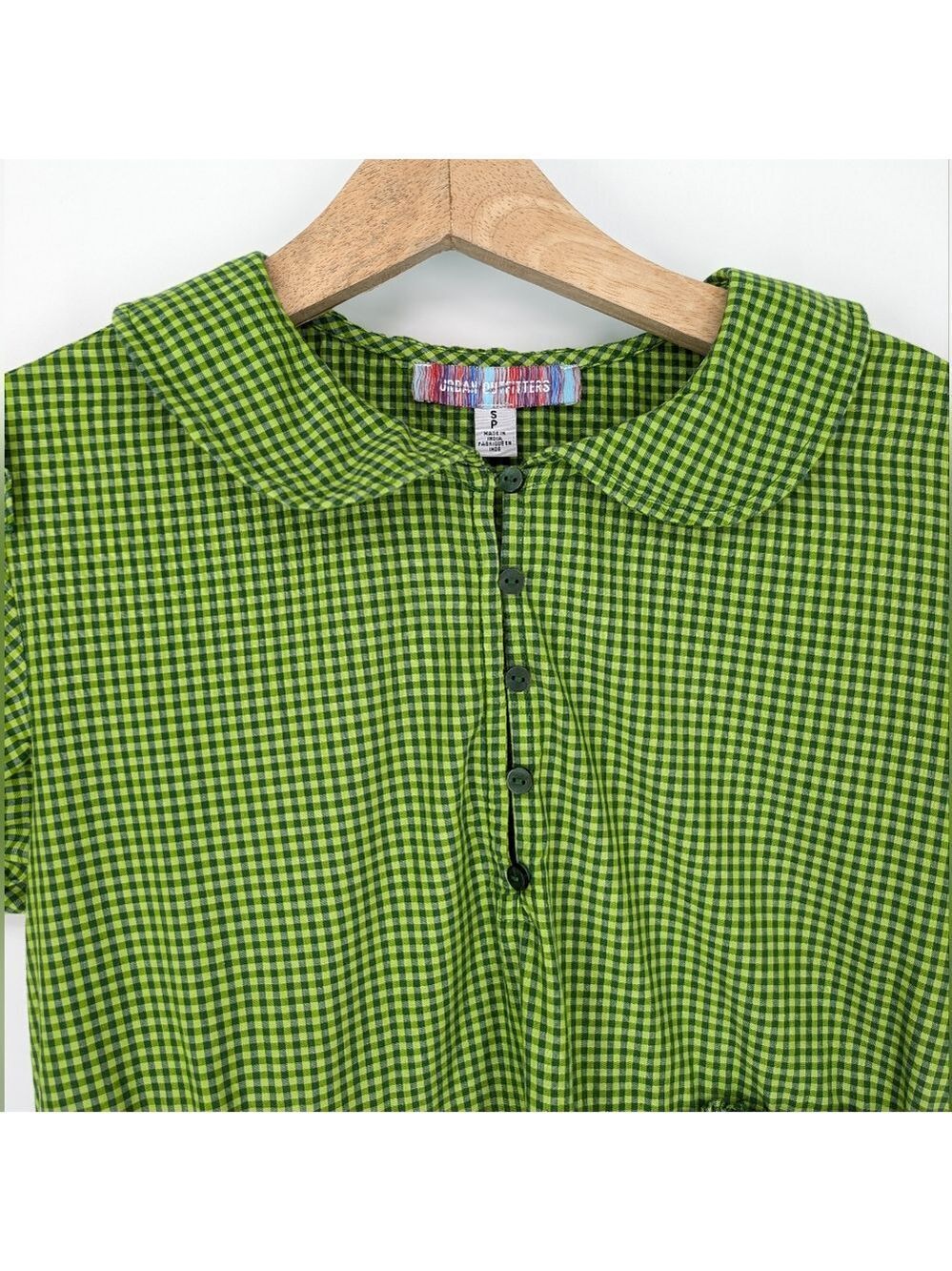 Urban Outfitters Claire Babydoll Mini Dress 100% Cotton green Small - Picture 5 of 8